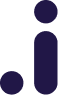 Icon of two rounded shapes with dots in navy and white